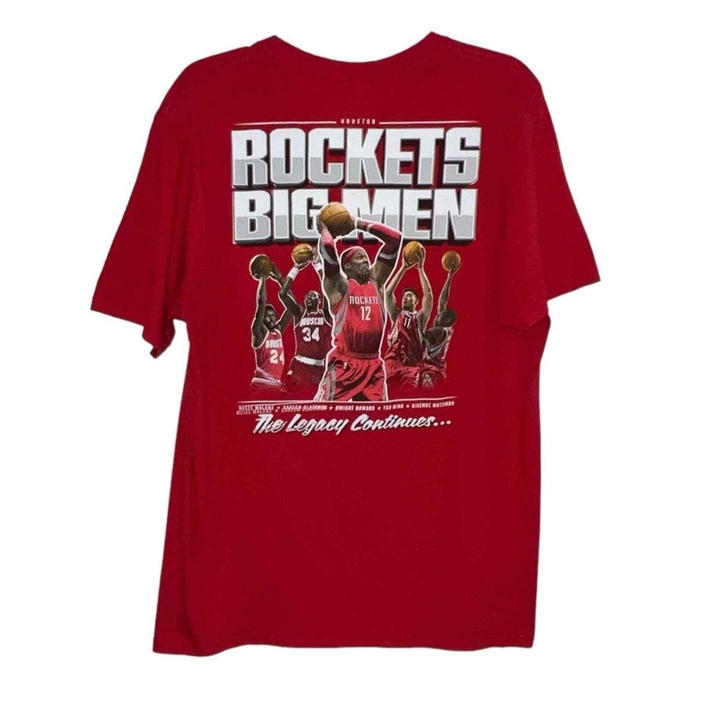 Adidas Houston Rockets Big Men T-Shirt Mens Large Red Hakeem Olajuwon Yao Ming